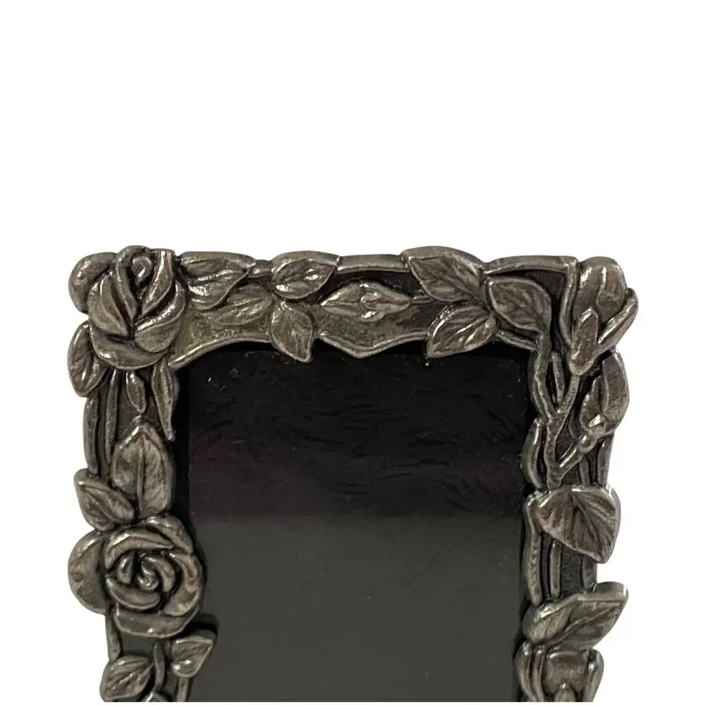 Vintage Pewter Rose Photo Frame 2x3 Whimsigoth Goth Coquette 90s Y2K Mini Floral
